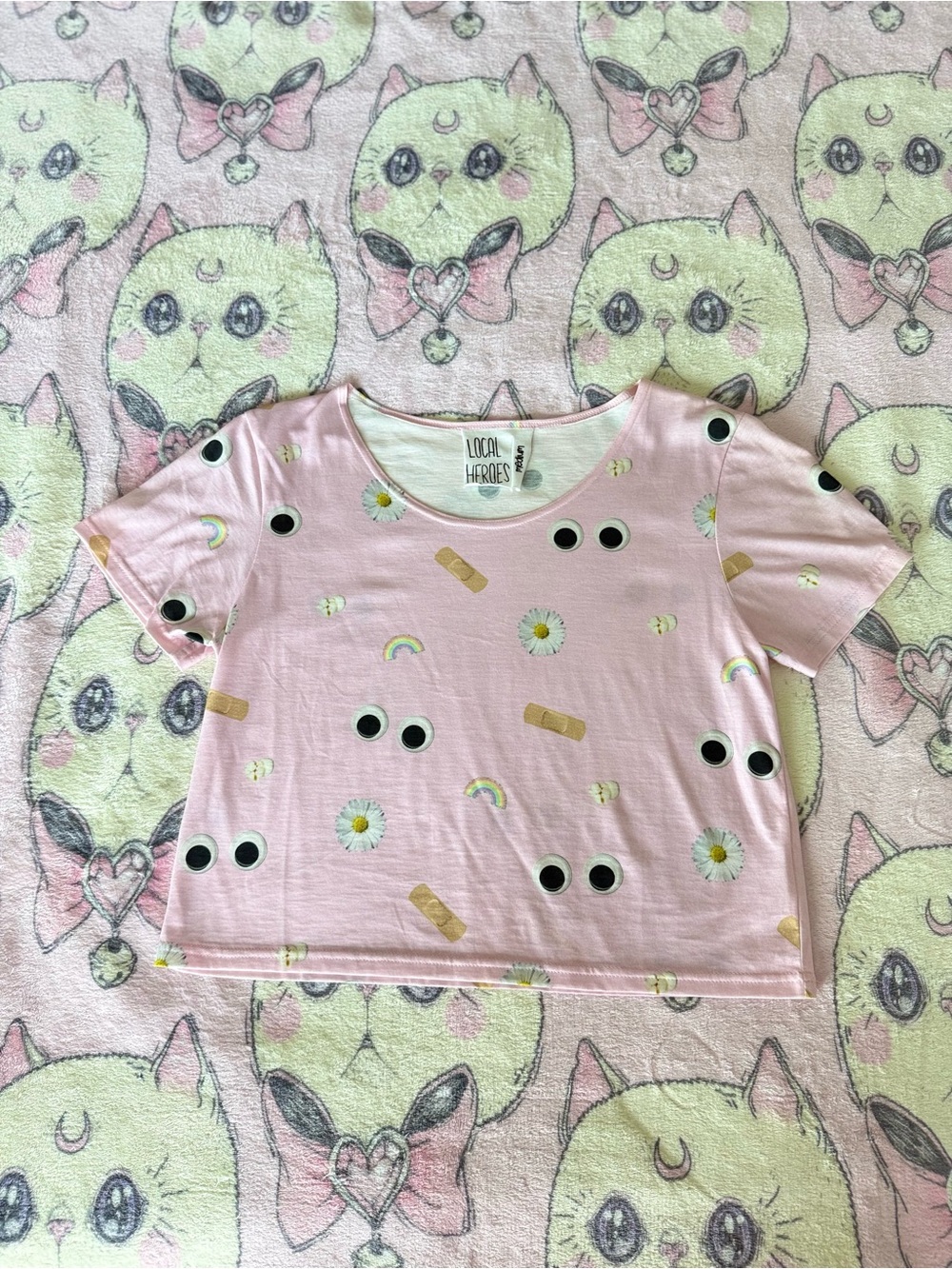 Local Heroes Pink Graphic Cropped Tee